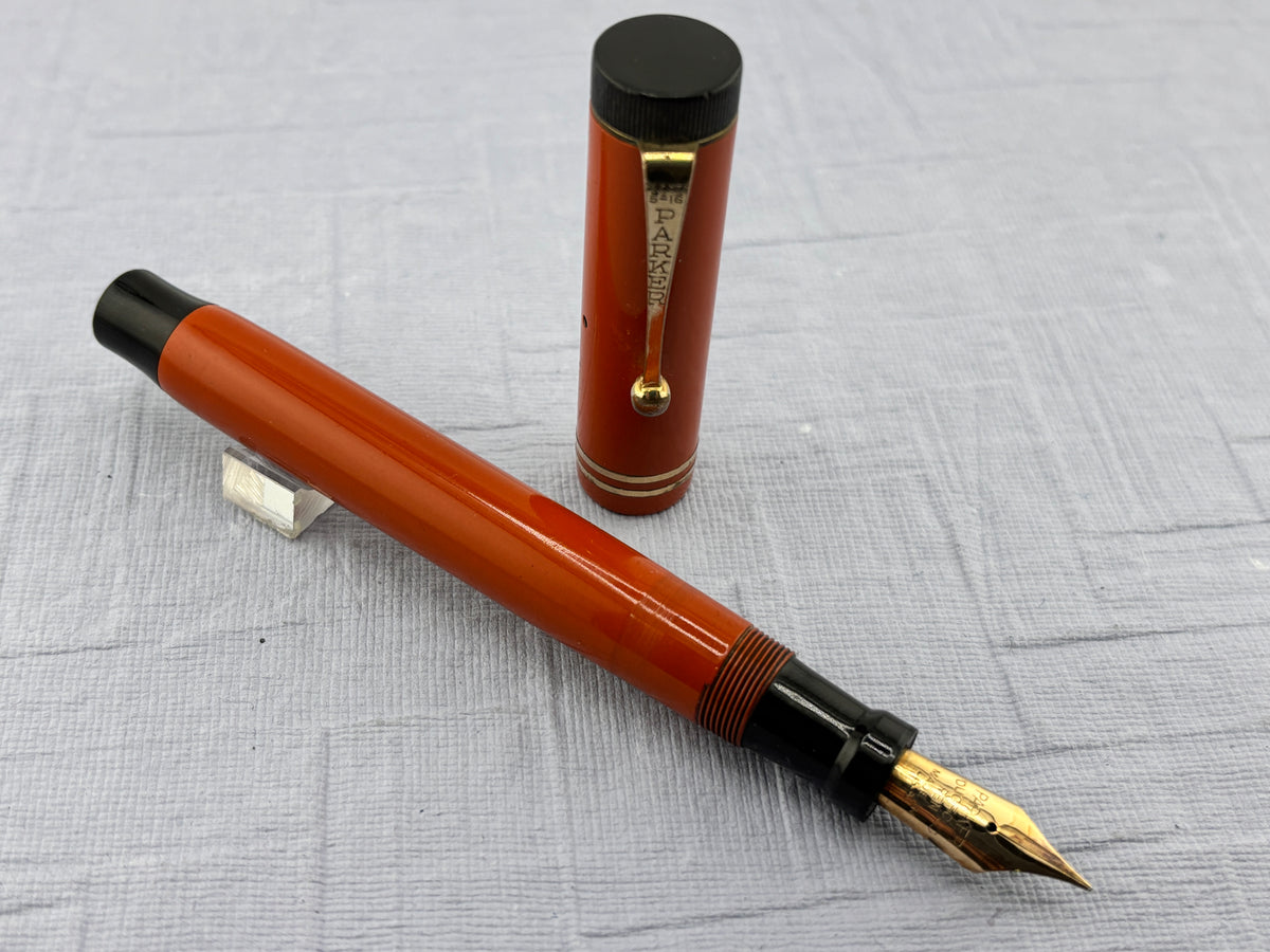 Parker Duofold Senior Orange " big brother " Good flexible nib !  - Fountain Pen