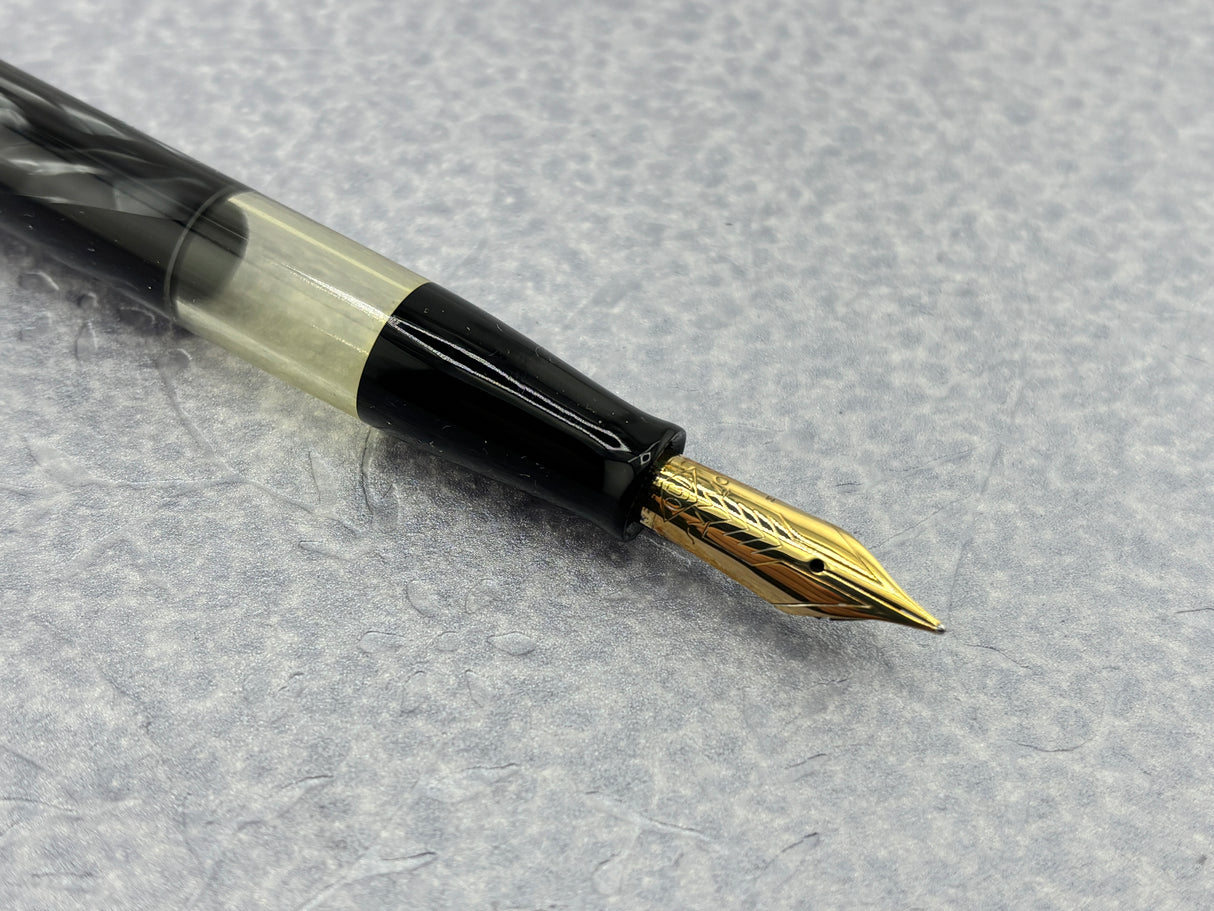 Omas Desk Pen Grigio Perla Celluloid Ink View Window - Never been filled