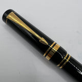 Parker Duofold International Black Fountain Pen - Medium 18kt Gold Nib