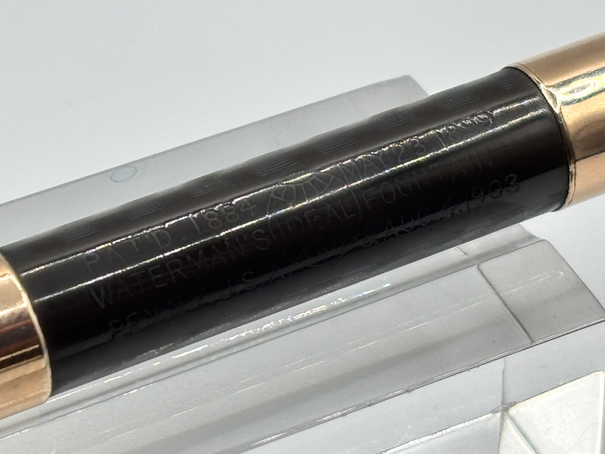 Waterman 14 Black chased Slip Cap 2 bands on barrel - Eye dropper filling system