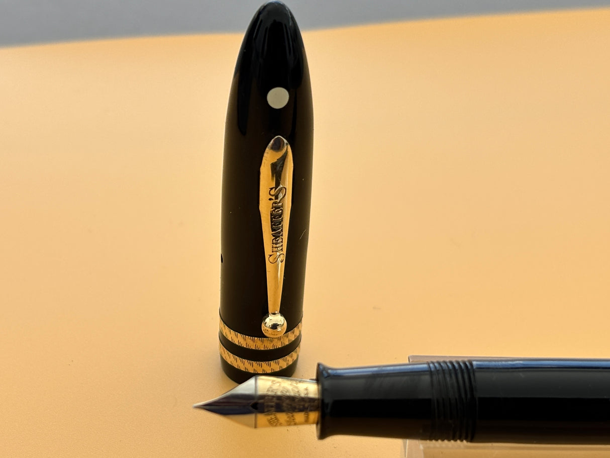 Sheaffer Balance Lifetime  Black  Uncommon Double Band cap - Fountain Pen
