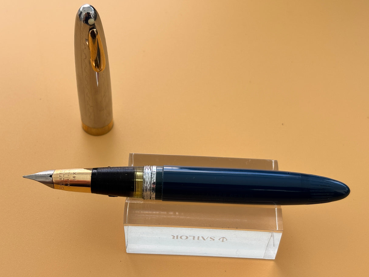 Sheaffer Tuckaway Blue Chrome Cap  New condition  - Fountain Pen