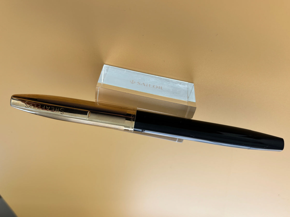 Sheaffer Imperial VII Black gold cap  New condition - huge STUB NIB Rare !  - Fountain Pen