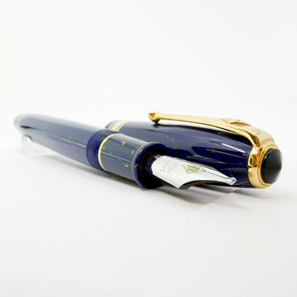 Conway Stewart 100 Sapphire Blue with Gold Flecks  Fountain Pen - Double Broad 18kt Gold Nib