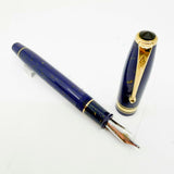 Conway Stewart 100 Sapphire Blue with Gold Flecks  Fountain Pen - Double Broad 18kt Gold Nib