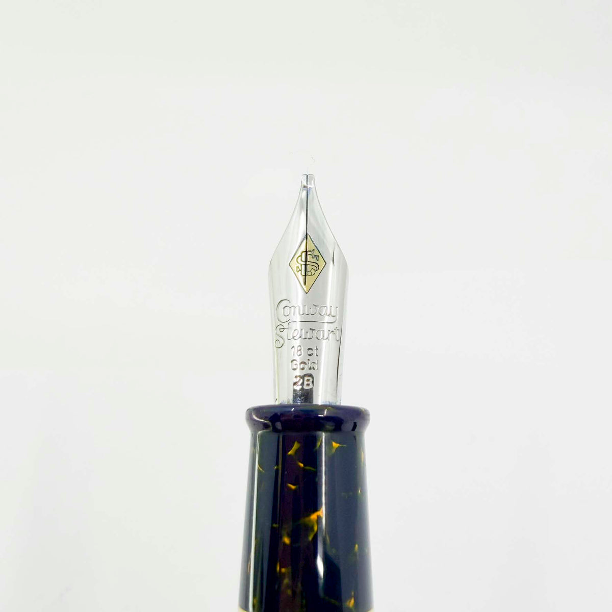 Conway Stewart 100 Sapphire Blue with Gold Flecks  Fountain Pen - Double Broad 18kt Gold Nib
