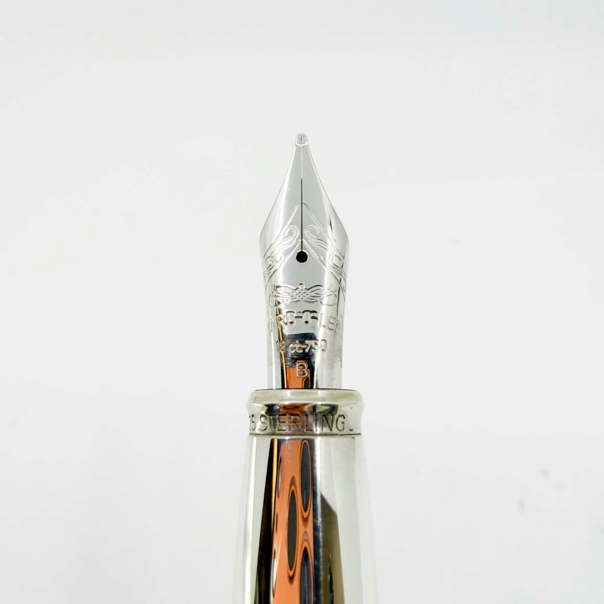 Yard-o-Led Sterling Silver Viceroy Grand Barley Fountain Pen  - Broad 18kt Gold Nib