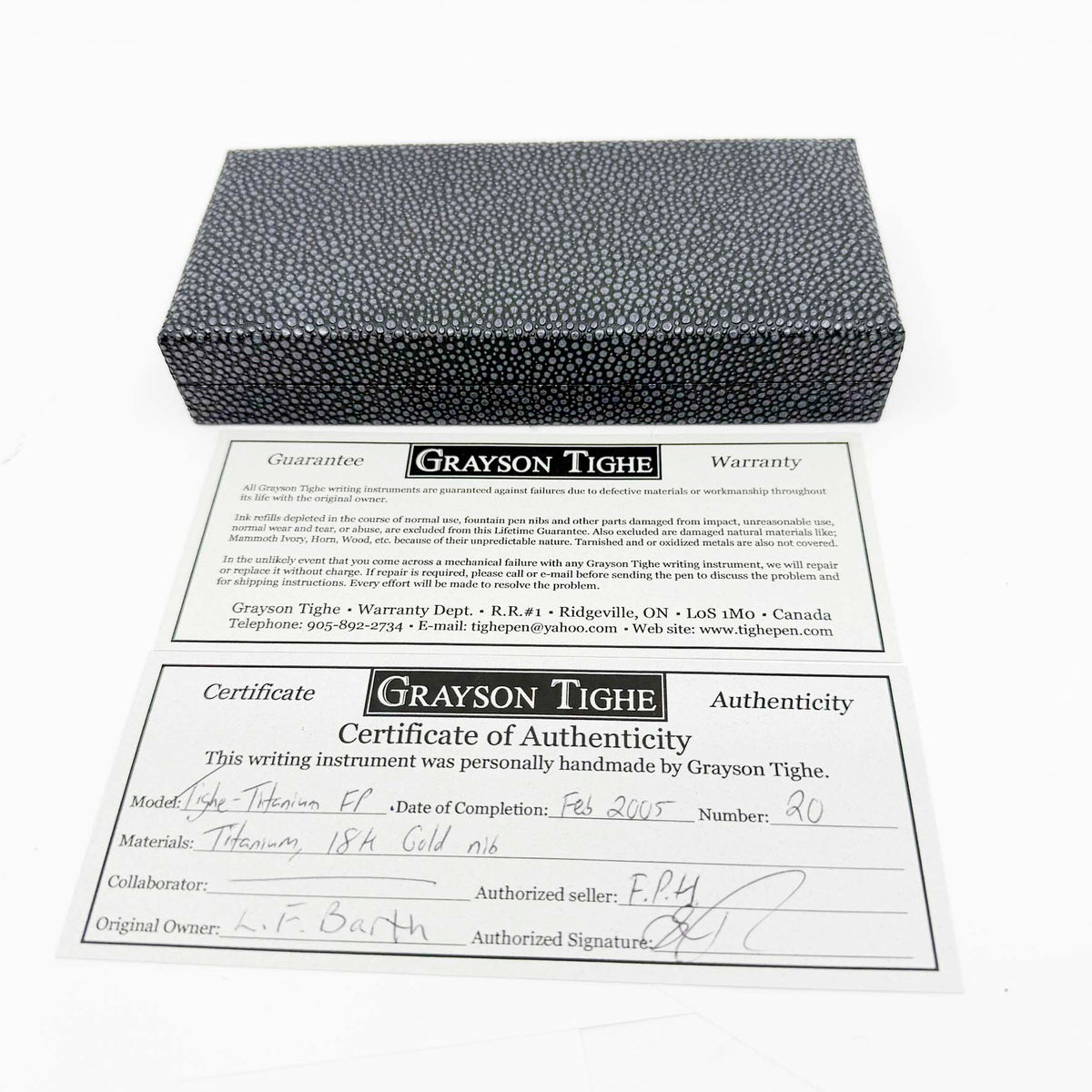 Grayson Tighe Titanium Limited Edition Fountain Pen - Fine Tighe 18kt Gold Nib (2005) - RARE & VERY DESIRABLE!!