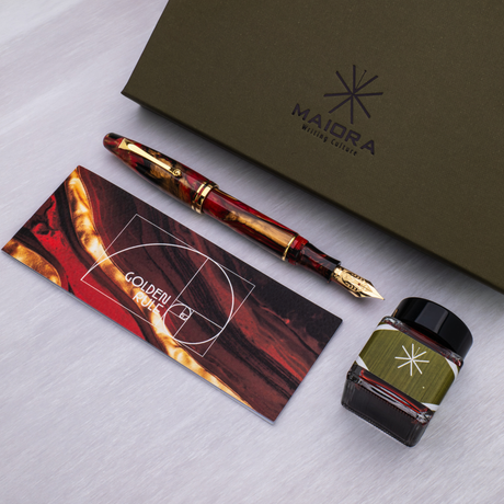 Maiora Ultra Ogiva Golden Rule Fountain Pen 14K Nib Collection