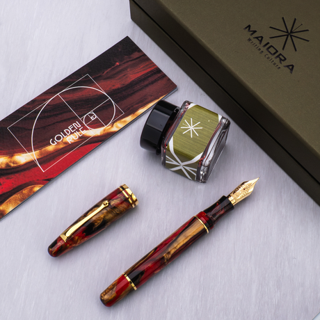 Maiora Ultra Ogiva Golden Rule Fountain Pen 14K Nib Collection