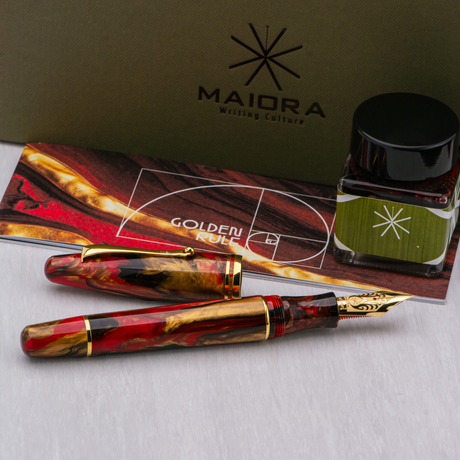 Maiora Ultra Ogiva Golden Rule Fountain Pen 14K Nib Collection