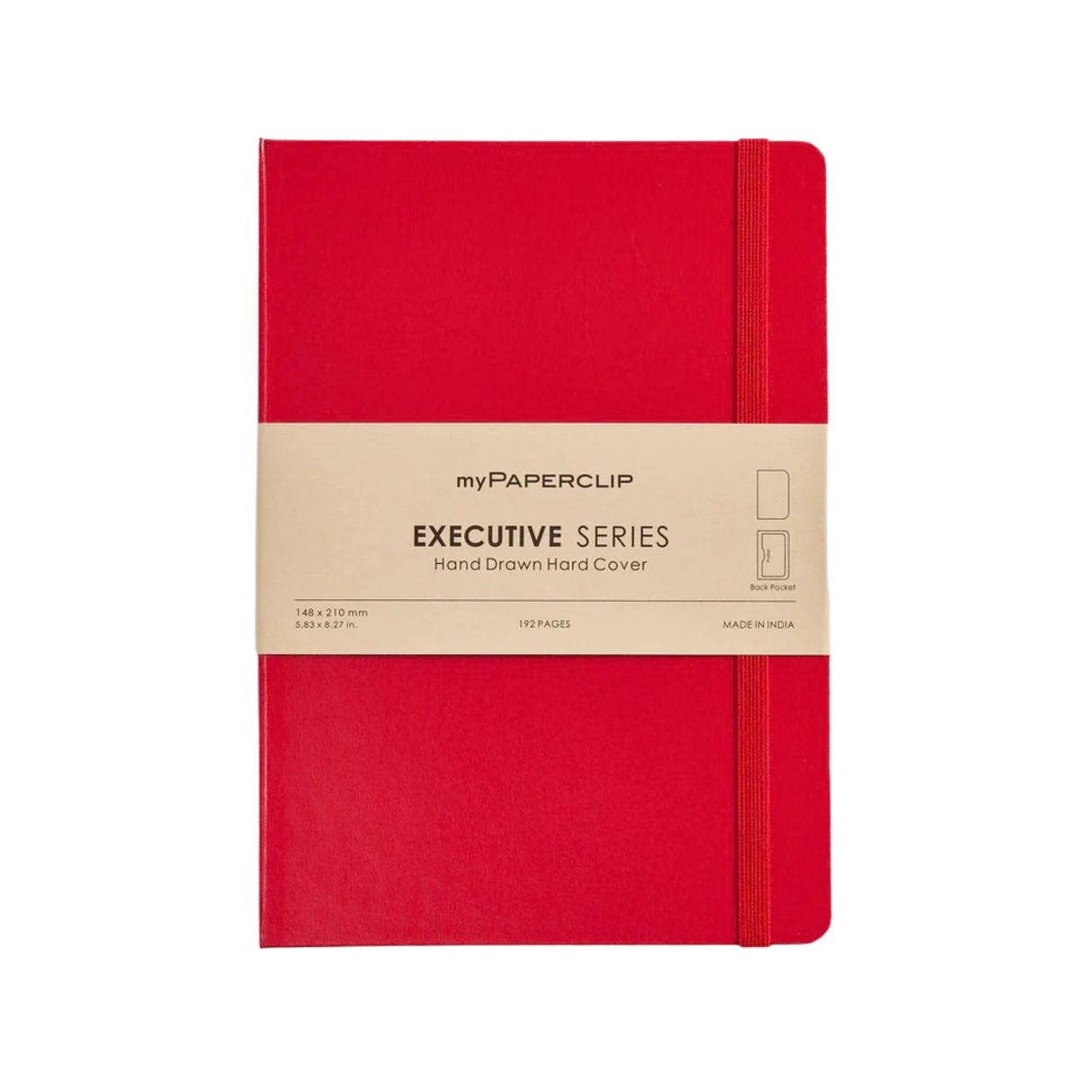 My Paperclip EXECUTIVE SERIES HARD COVER Back Pocket Red Plain Collection
