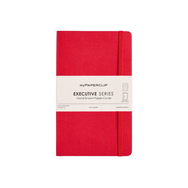 My Paperclip Executive Series Notebook (Soft Cover) - Medium (With Back Pocket) 127 x 210 mm Collection Ruled Red