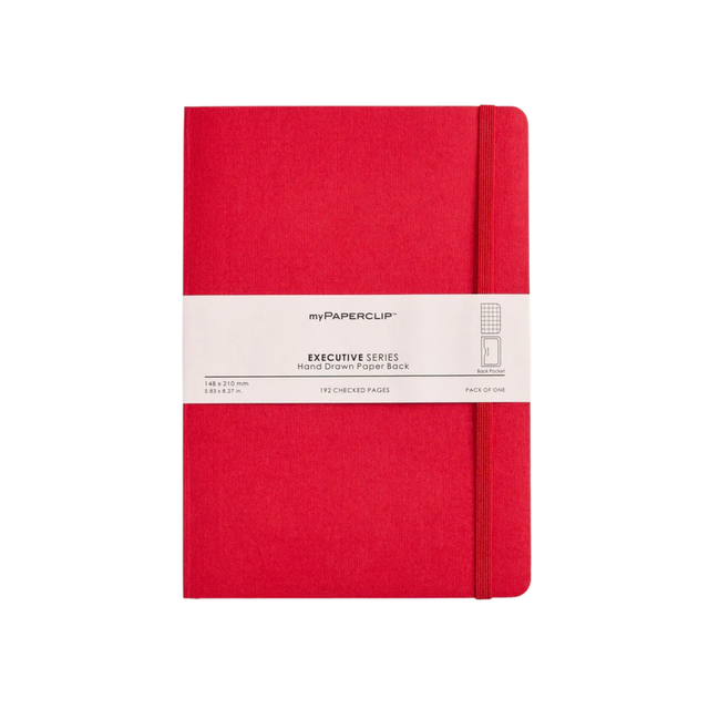 My Paperclip Executive Series Notebook (Soft Cover) - A5 (With Back Pocket) 148 x 210 mm Collection Checks Red