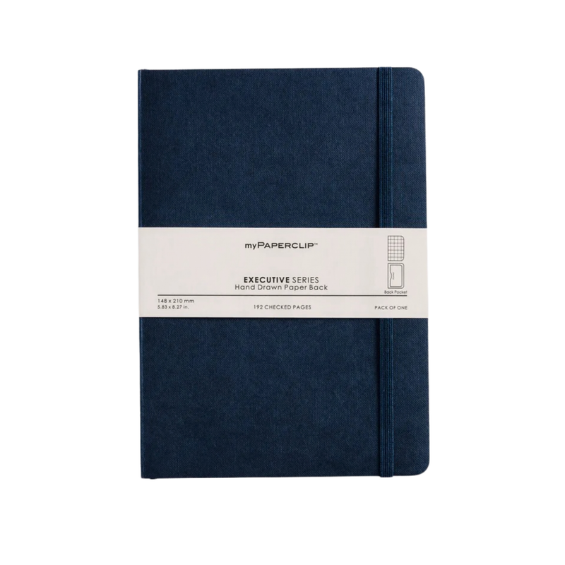 My Paperclip Executive Series Notebook (Soft Cover) - A5 (With Back Pocket) 148 x 210 mm Collection Checks Blue
