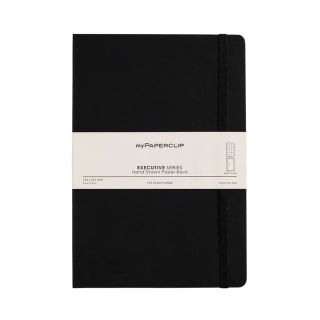 My Paperclip Executive Series Notebook (Soft Cover) - Large (With Back Pocket)  165 x 241 mm Collection Checks Black