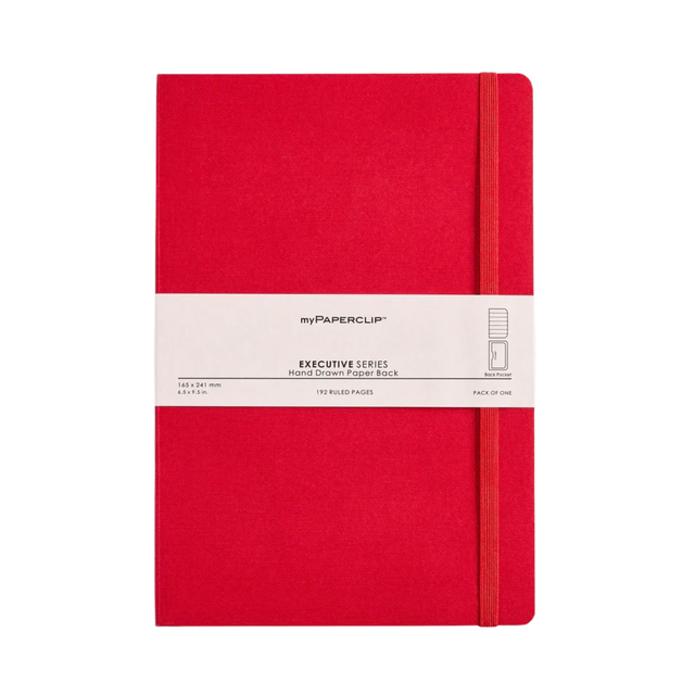 My Paperclip Executive Series Notebook (Soft Cover) - Large (With Back Pocket)  165 x 241 mm Collection Ruled Red