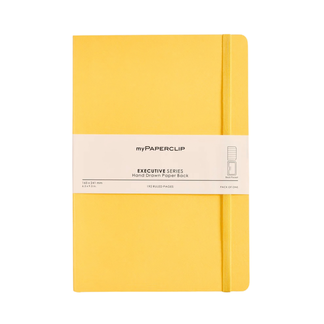 My Paperclip Executive Series Notebook (Soft Cover) - Large (With Back Pocket)  165 x 241 mm Collection  Ruled Yellow