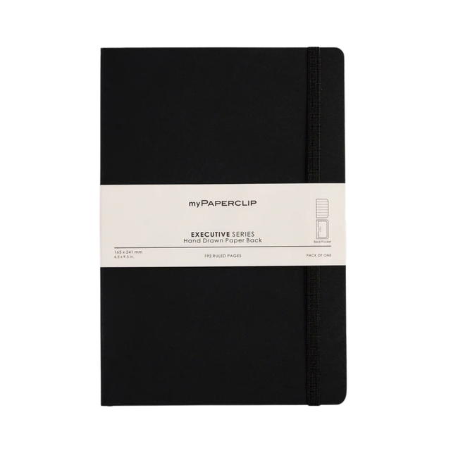 My Paperclip Executive Series Notebook (Soft Cover) - Large (With Back Pocket)  165 x 241 mm Collection  Ruled Black