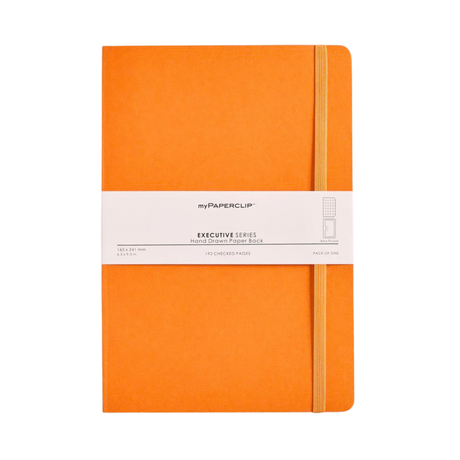 My Paperclip Executive Series Notebook (Soft Cover) - Large (With Back Pocket)  165 x 241 mm Collection  Checks orange