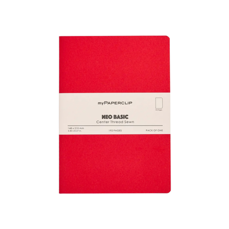 My Paperclip Neo Basic Center Thread Sewn Plain 148 x 210 mm Red  Collection