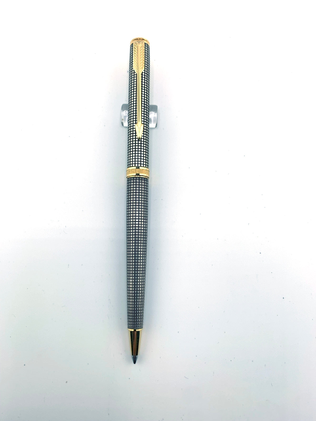 Parker Premier Sterling Silver Cisele Cross Hatch  Ballpoint  Pen - Circa 1980's