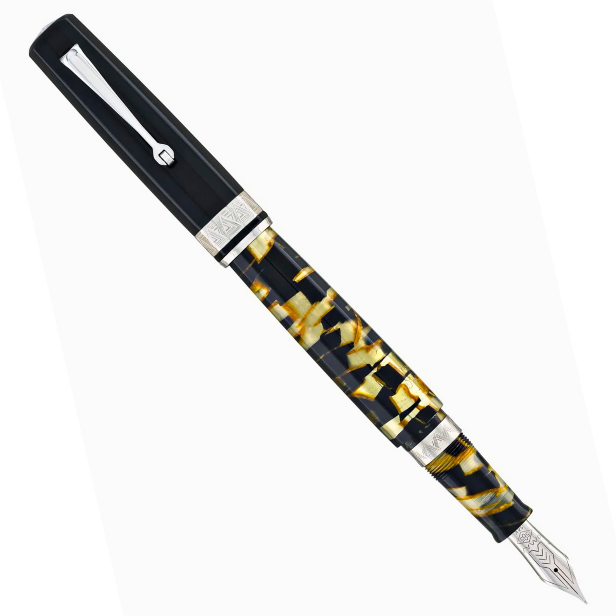 OMAS Paragon Fountain Pen Black Lucens Silver Trim