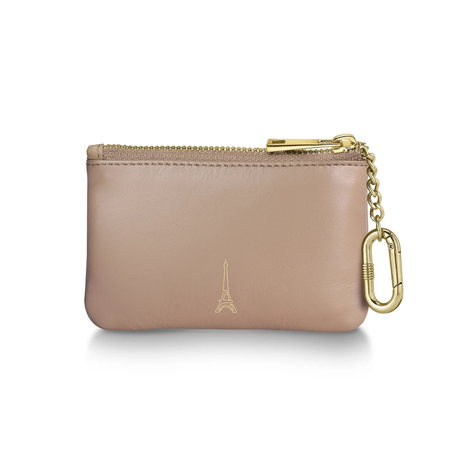 Sheaffer Emily in Paris Full-Grain Leather Zipped Key Fob Pouch - Taupe