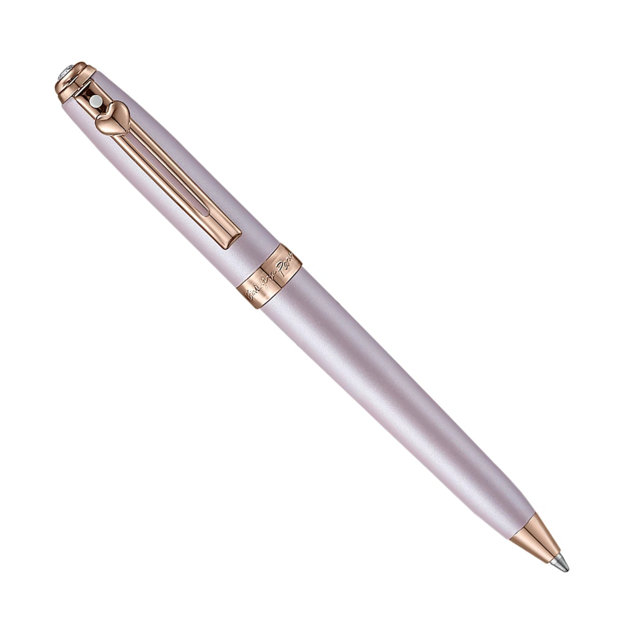 Sheaffe Emily in Paris Prelude Mini 9810 Pastel Pink Ballpoint Pen with Swarovski Crystal and Full-Grain Leather Credit Card Holder Gift Set