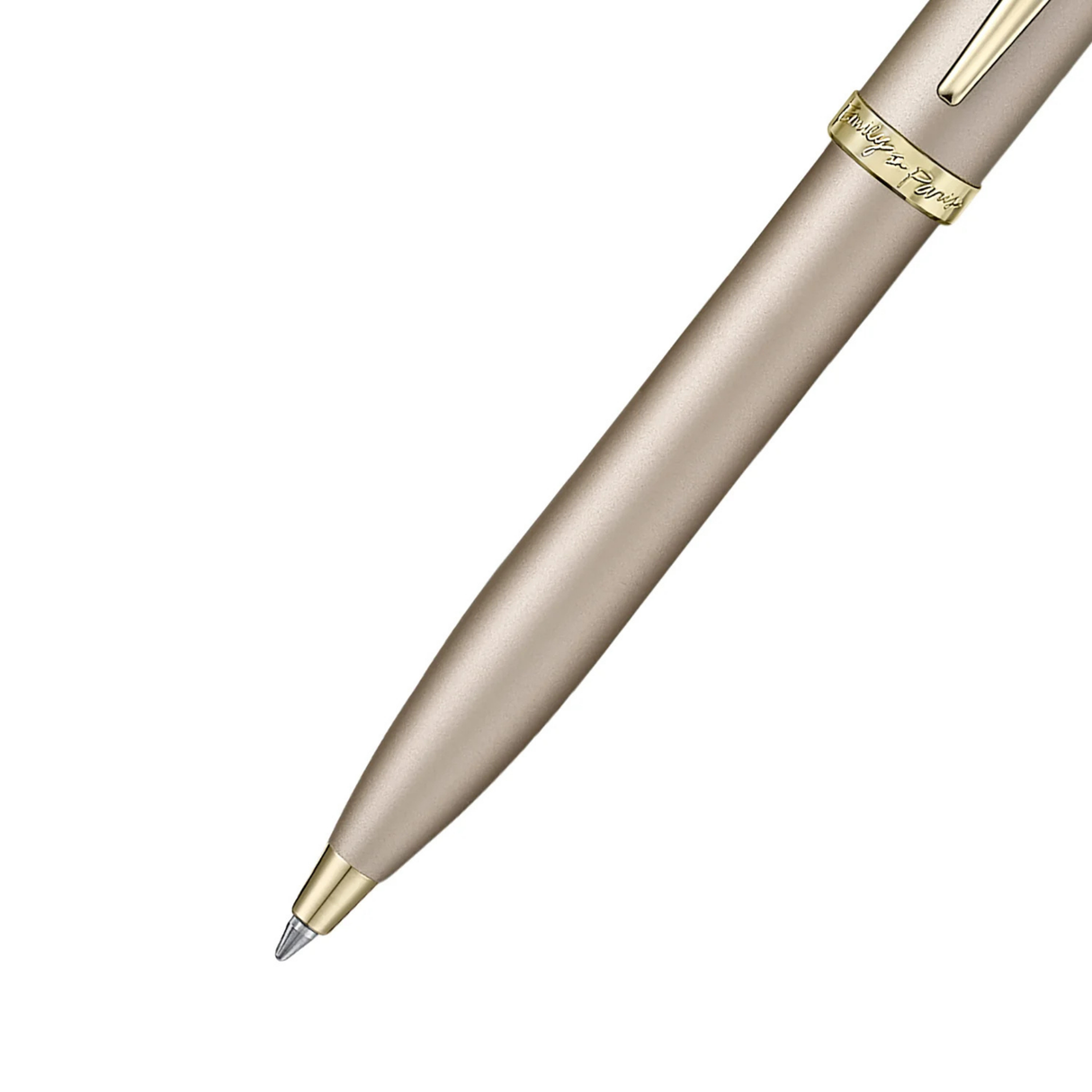 Sheaffer 100 Emily in Paris 9377 Champagne Gold Ballpoint Pen with Champgne Gold Trim and Full-Grain Credit Card Holder Gift Set