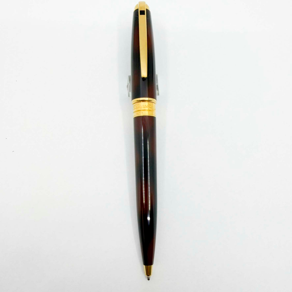 S.T. DuPont  Orpheo Laque Ecaille Ballpoint Pen - Marbled Black & Burnished Burgundy Laque