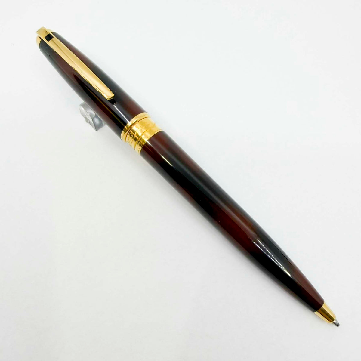 S.T. DuPont  Orpheo Laque Ecaille Ballpoint Pen - Marbled Black & Burnished Burgundy Laque