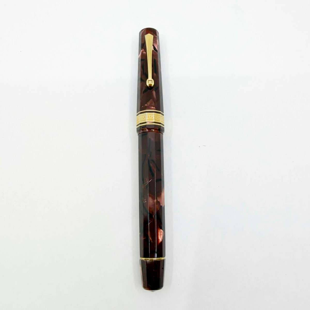 OMAS Paragon "Scarlet Red" (Marble Burgundy) Celluloid  Fountain Pen -  Medium 18kt Gold Nib (1992)