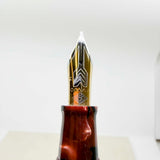 OMAS Paragon "Scarlet Red" (Marble Burgundy) Celluloid  Fountain Pen -  Medium 18kt Gold Nib (1992)