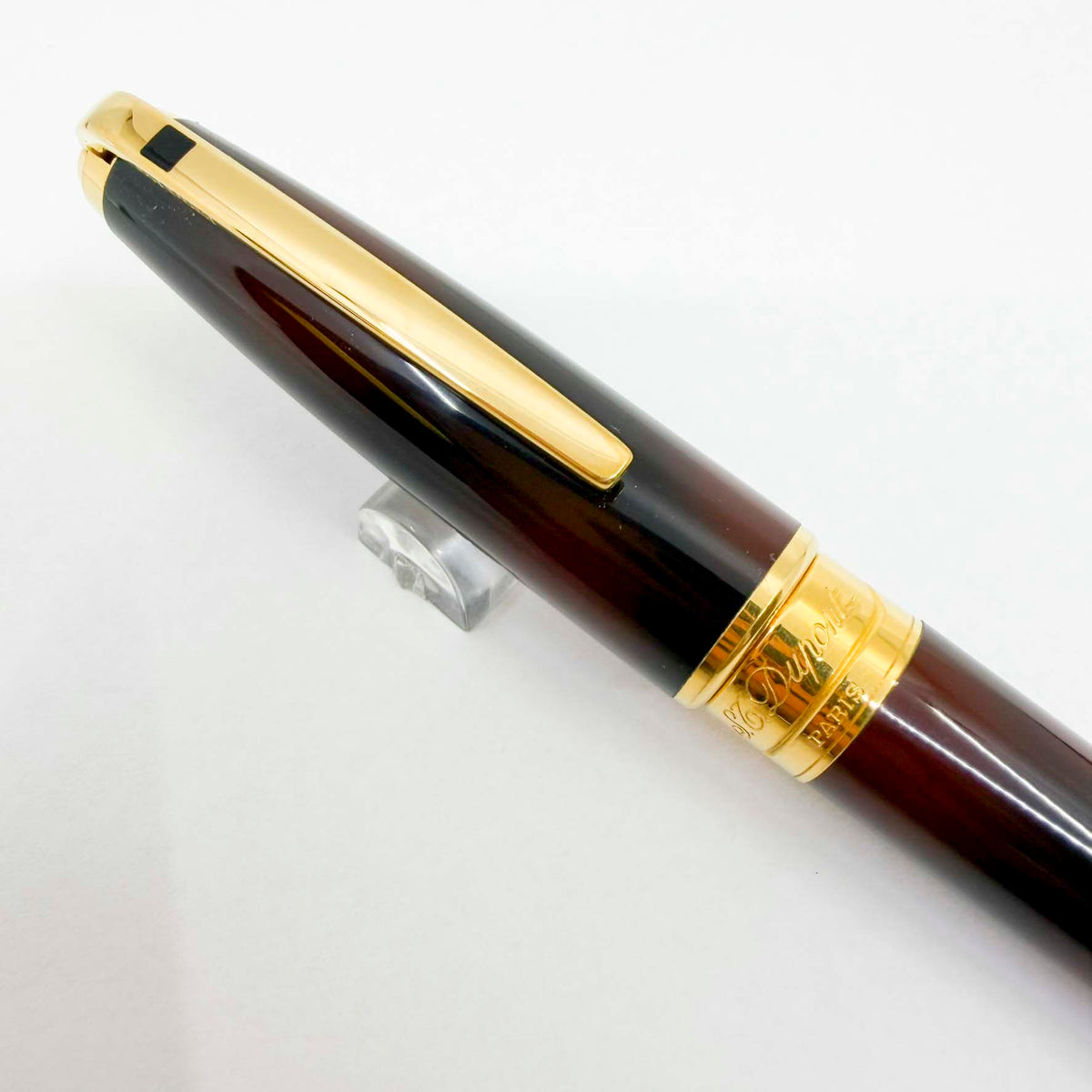 S.T. DuPont  Orpheo Laque Ecaille Ballpoint Pen - Marbled Black & Burnished Burgundy Laque