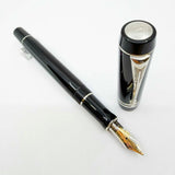 Parker Duofold International (Standard Size) Black/Platinum-Plated Trim Fountain Pen  - Medium 18kt Gold Nib