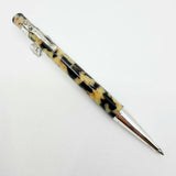 Yard-o-Led Astoria Marbled Cream & Ebony  Ballpoint Pen - Sterling Silver Clip & Trim