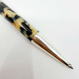Yard-o-Led Astoria Marbled Cream & Ebony  Ballpoint Pen - Sterling Silver Clip & Trim