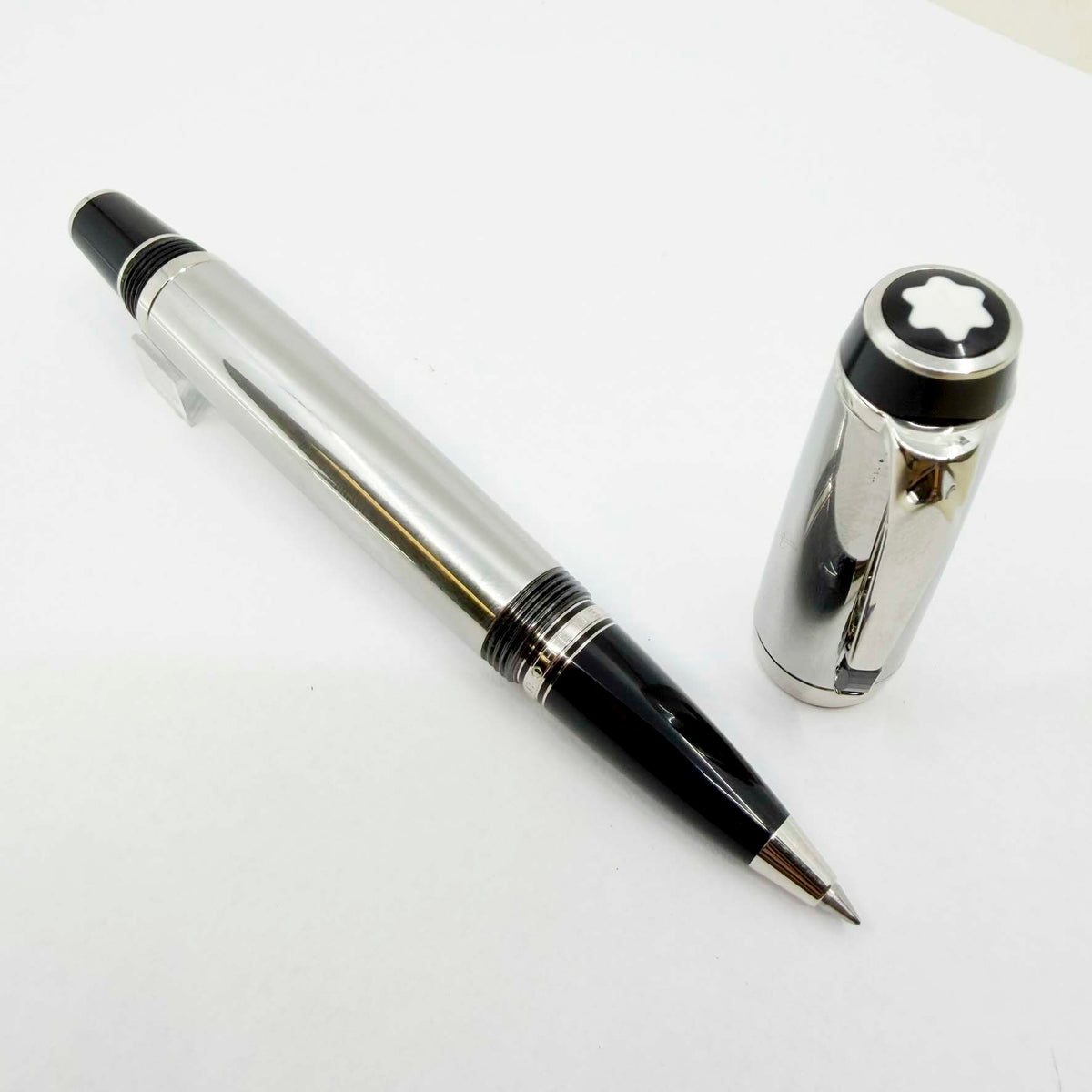Montblanc Boheme Steel Noir Rollerball Pen - Black Onyx Stone in Clip