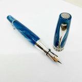 Montegrappa Miya Lustrous Turquoise Celluloid Fountain Pen - Medium 18kt Gold Nib