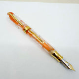 Visconti "Millennium Two" Orange Streaked Transparent Limited Edition Crescent Fill Fountain Pen - Semi-Flex Medium 18kt Gold Nib - MINT