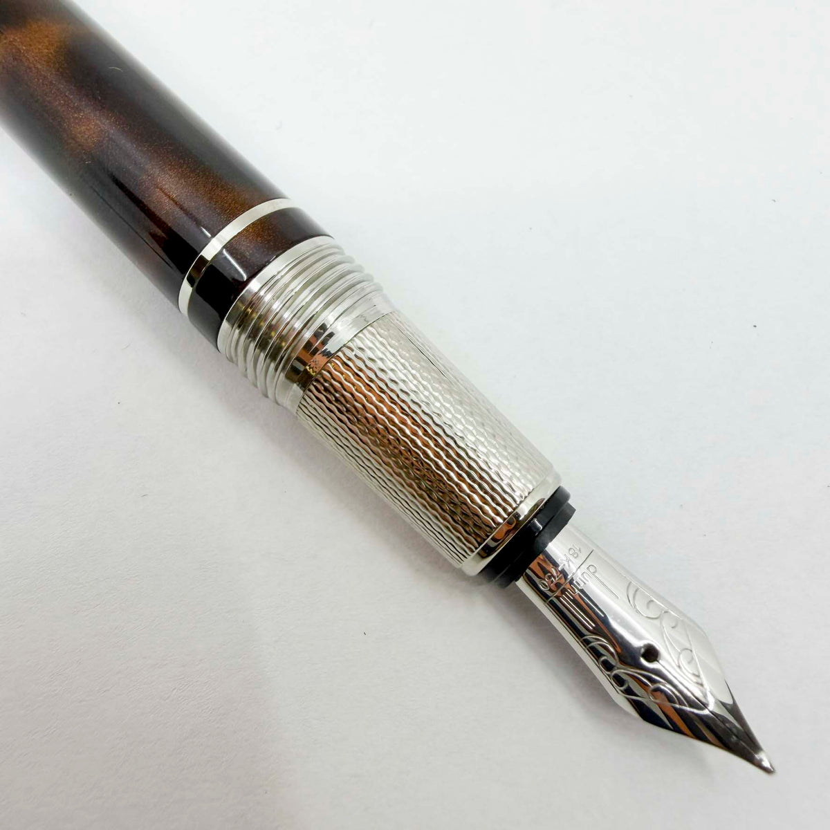 Dunhill Sidecar Tortoiseshell Lacquer Fountain Pen  - Medium 18kt Gold Nib - MINT