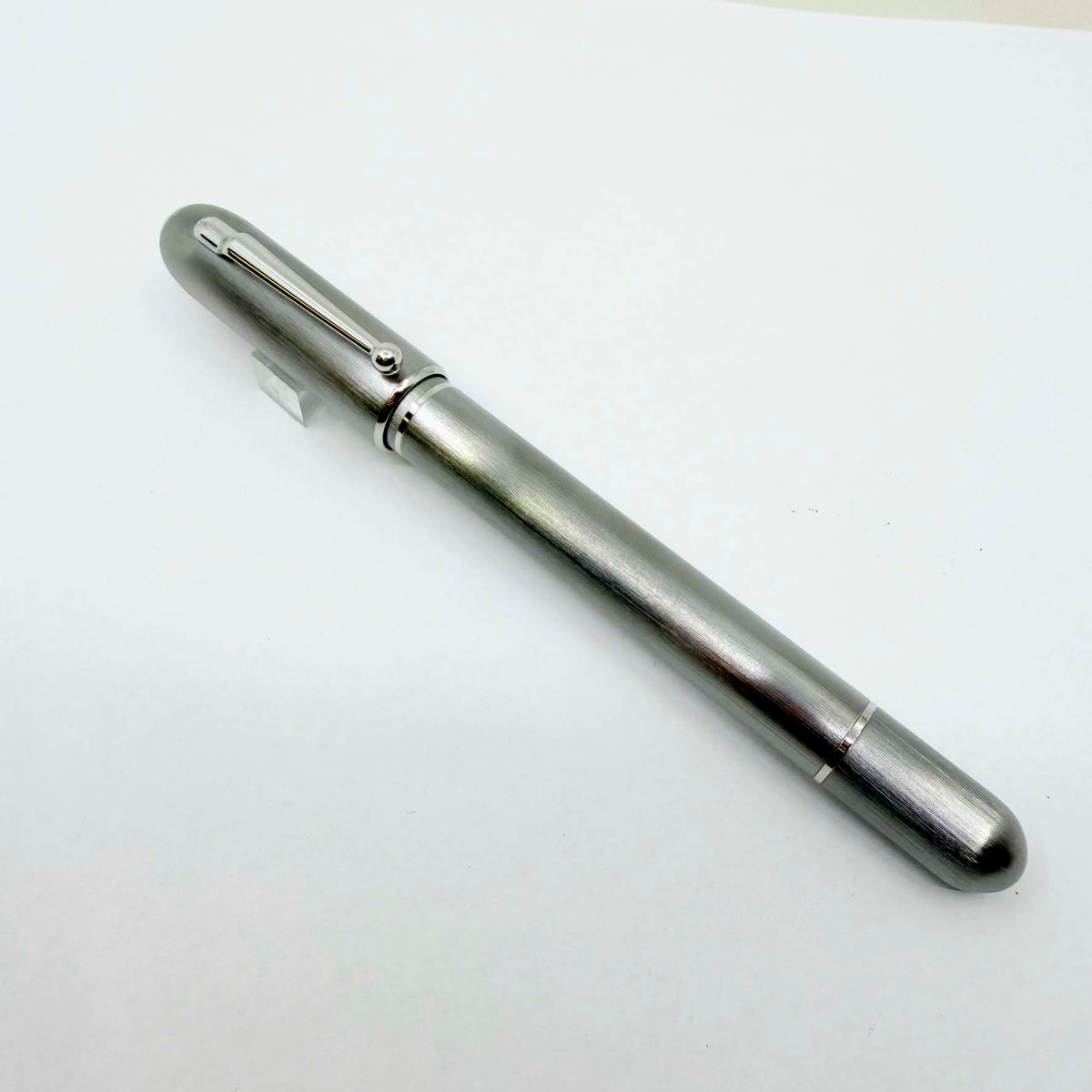 Dunhill Sidecar Brushed Stainless Steel Fountain Pen - Medium 18kt Gold Nib - MINT
