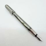 Dunhill Sidecar Brushed Stainless Steel Fountain Pen - Medium 18kt Gold Nib - MINT