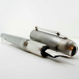 Dunhill Sidecar Brushed Stainless Steel Fountain Pen - Medium 18kt Gold Nib - MINT