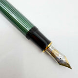 Pelikan  M800 Green Striped Fountain Pen - Early Model "W. Germany" On Cap Band - Medium 18kt "PF" Nib
