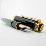 Pelikan  M800 Green Striped Fountain Pen - Early Model "W. Germany" On Cap Band - Medium 18kt "PF" Nib