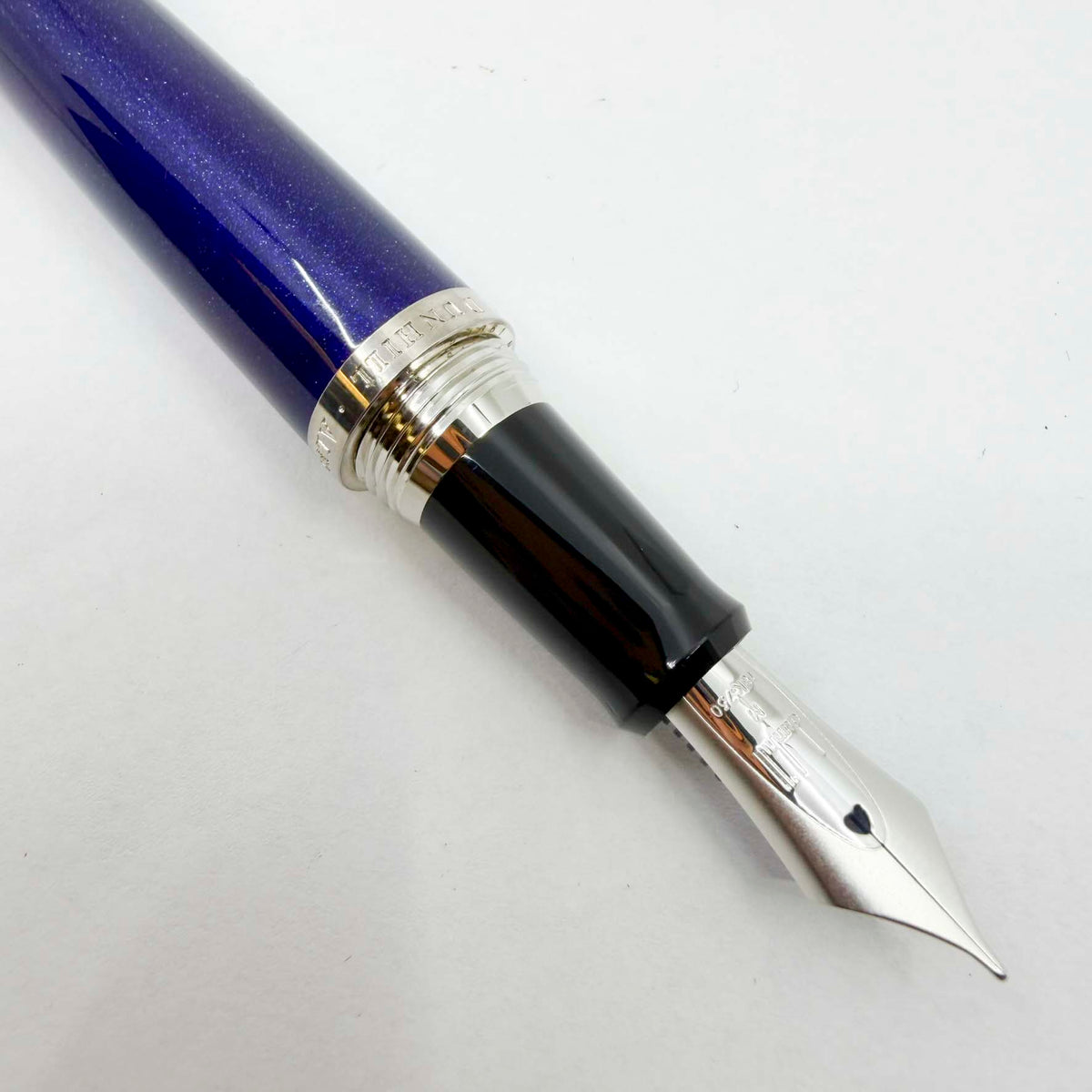 Dunhill AD2000 Cobalt Blue Galaxy Fountain Pen - Medium 18kt Gold Nib (Writes "Fine" As Pilot Pen Produced The Nib)