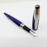 Dunhill AD2000 Cobalt Blue Galaxy Fountain Pen - Medium 18kt Gold Nib (Writes "Fine" As Pilot Pen Produced The Nib)