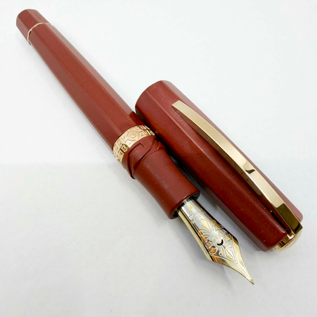 Visconti Brunelleschi Terracotta 8-Sided Limited Edition Oversized Fountain Pen #126/388 - Flexible Fine 23K Palladium Dreamtouch Nib